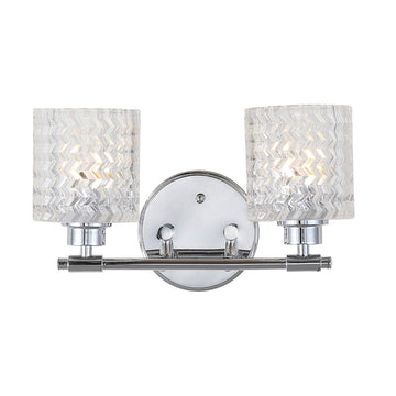 Spaulding Vintage Iron/Chevron Pattern Glass Farmhouse Cottage LED Vanity Light - JONATHAN Y